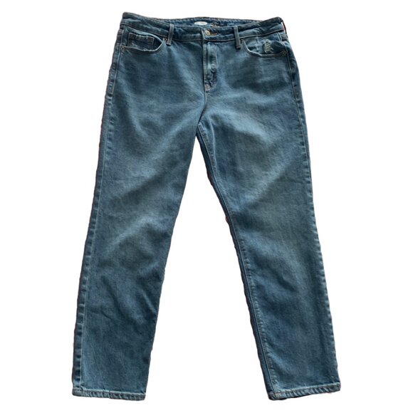 OLD NAVY Women's High Rise Power Slim Straight Distressed Ankle Jeans Sz 14 - Picture 4 of 8